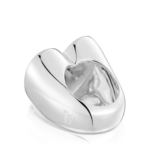 Large silver heart Signet ring Sweet Dolls