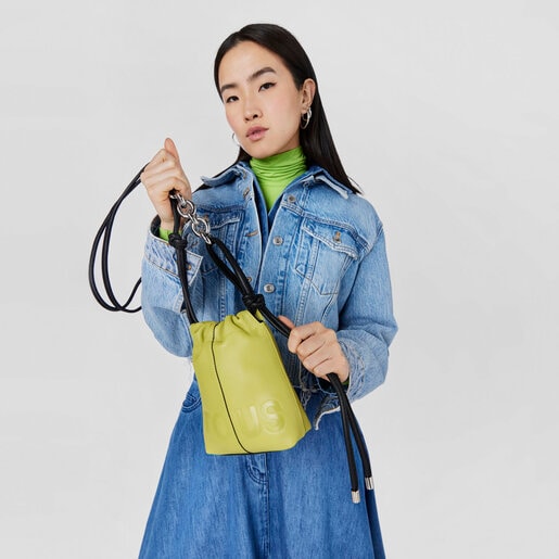 ライムグリーンのレザー製ミニバッグ TOUS Cloud