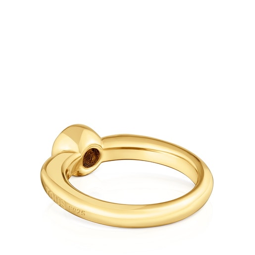 Wide ring with 18kt gold plating over silver and black spinel TOUS Line