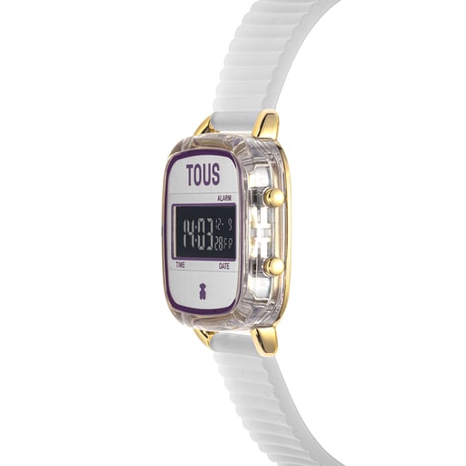 White polycarbonate Digital watch with silicone strap D-Logo Fresh