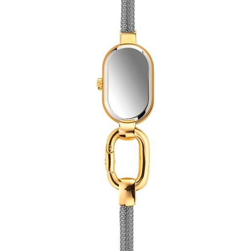 Orologio analogico con bracciale in acciaio e cassa in acciaio IP color oro TOUS Hold Oval
