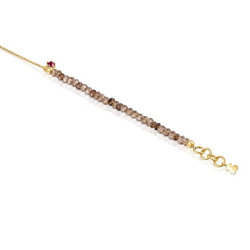 Gold TOUS Cool Joy Bracelet with smoky quartz and rhodolite