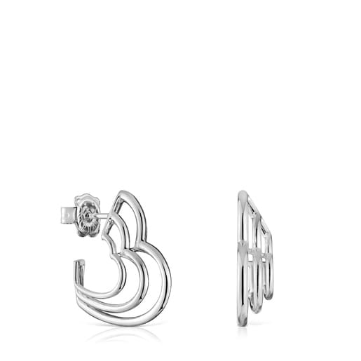 Μικρά σκουλαρίκια Bickie από ασήμι με τριπλή καρδιά