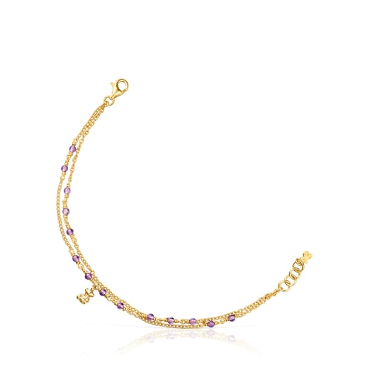 Bracciale in argento vermeil e ametiste Bold Bear