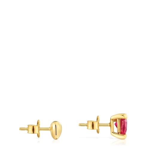 18kt gold plating over silver Earrings with laboratory-grown ruby Garden of Love LGG