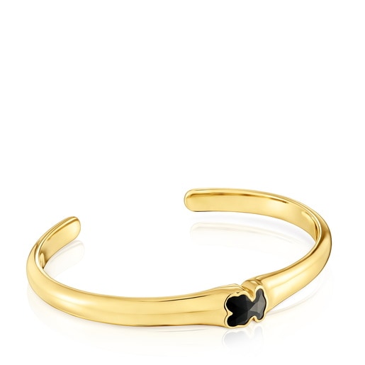 Pulsera esclava con baño de oro 18 kt sobre plata y motivo oso en ónix Icon Color