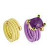Pack de anillos malva y amarillo con gemas St. Tropez Caucho