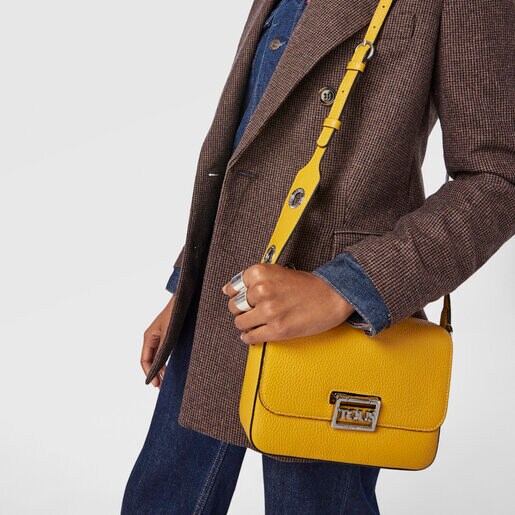 Mustard colored leather TOUS Legacy Crossbody bag