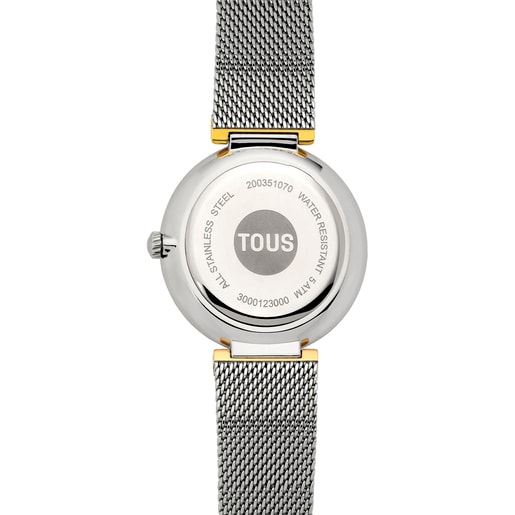 Analogové hodinky s ocelovým náramkem a pouzdrem z hliníku IPG ve zlaté barvě TOUS S-Mesh Mirror