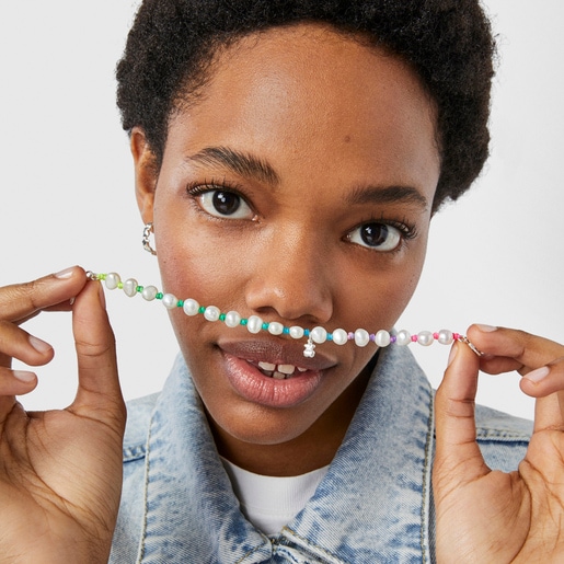 Multicolored nylon TOUS Joy Bits bracelet with pearls | TOUS
