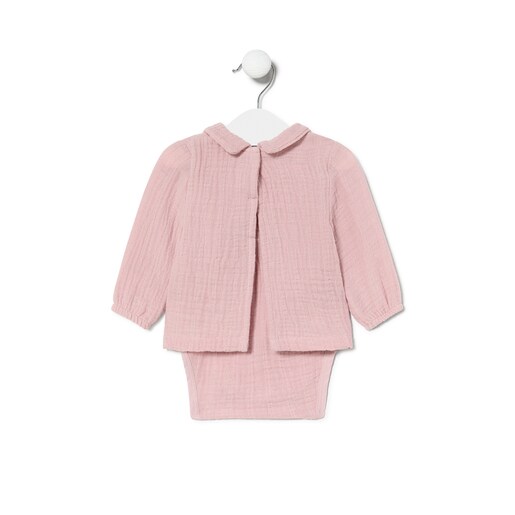 Body com camisola de bebé menina SMuse cor-de-rosa