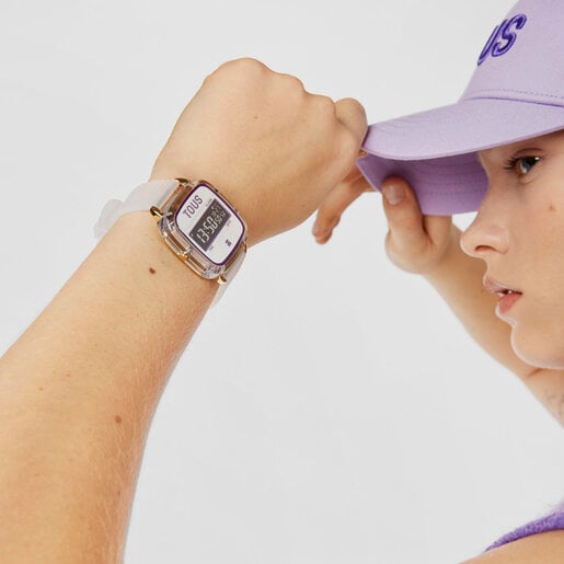 Biele polykarbonátové Digitálne hodinky so silikónovým remienkom D-Logo Fresh