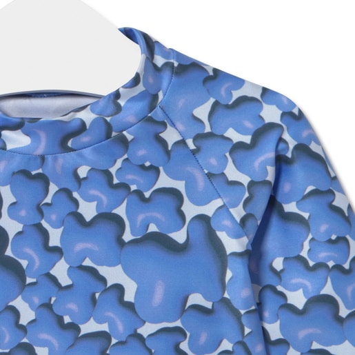 Long-sleeved beach t-shirt in Puff blue