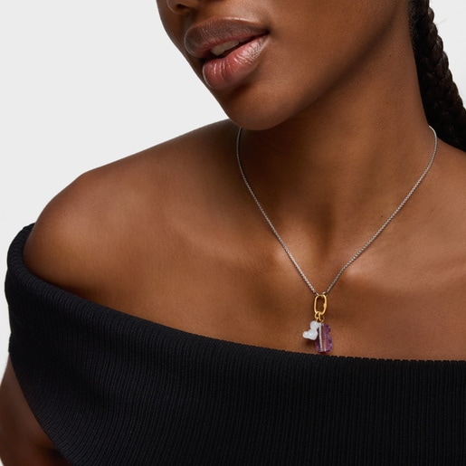 תליון דובון קטן Bold Bear מזהב 14 קראט עם קריסטל קוורץ