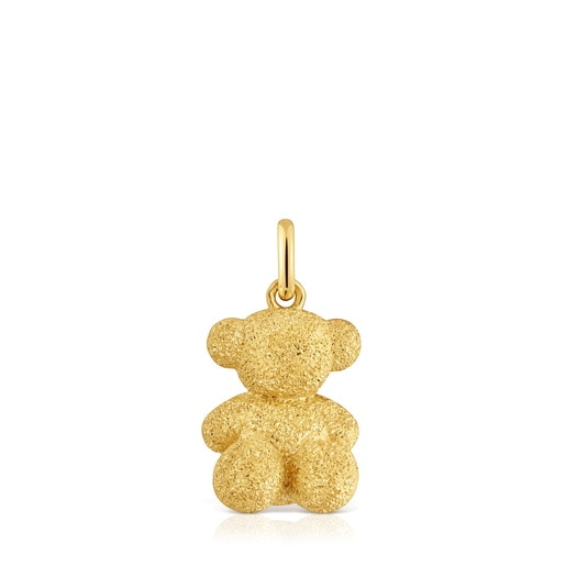 Medium Bear pendant with 18kt gold plating over diamond silver Bold Bear