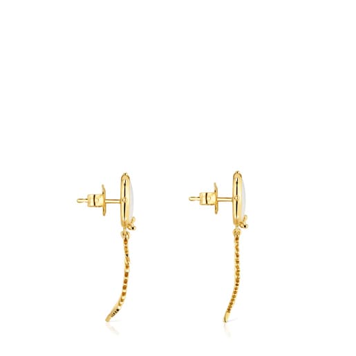 Yunque Long earrings with 18 kt gold plating over silver and mother-of-pearl