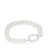 Bracelet with cultured pearls and silver ring Hold Oval