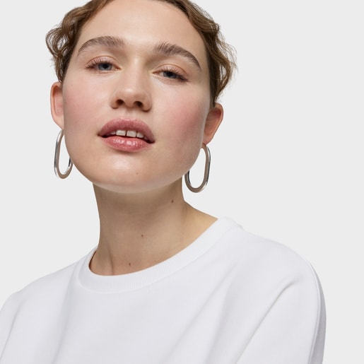 Silver long Hoop earrings Line