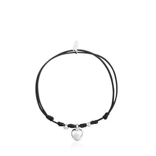 Pulsera de plata y nylon negro TOUS Flechazo