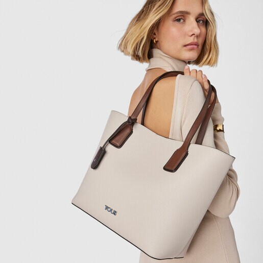 Capazo grande Tous Essential beige y marrón