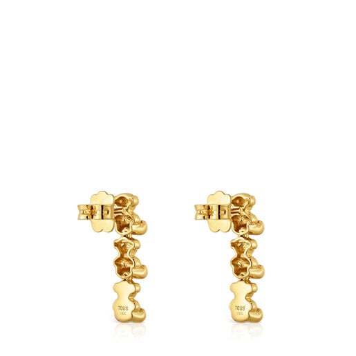 Long 18kt gold plating over silver Earrings with bear motifs Bold Bear