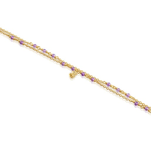 Pulsera con baño de oro 18 kt sobre plata y amatista Bold Bear