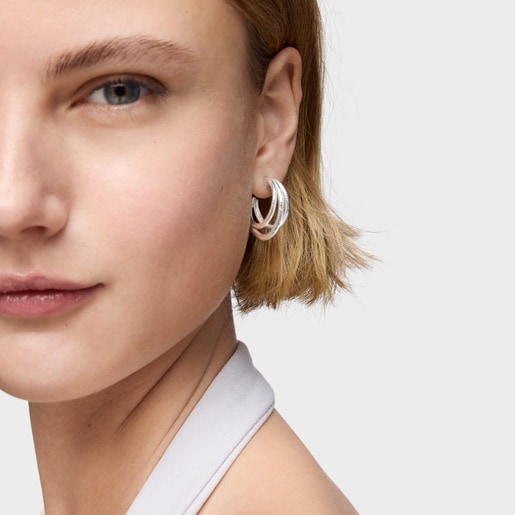 עגילי חישוק Duna מכסף בגודל ‏26 מ"מ