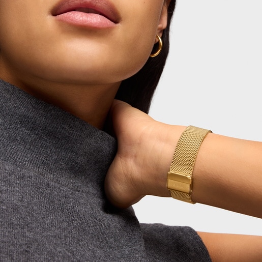 Analog Watch with gold-colored steel Milanese mesh bracelet Mini Mesh