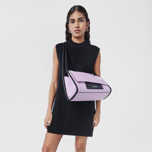 Bandolera grande de piel malva y negra TOUS Empire