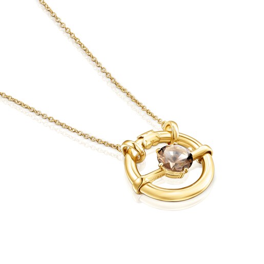 Large silver vermeil Hold Pendant with quartz