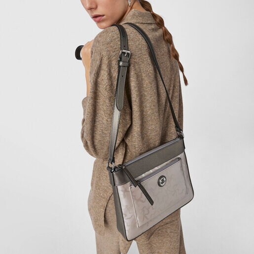 Silver colored Kaos Shiny Crossbody bag