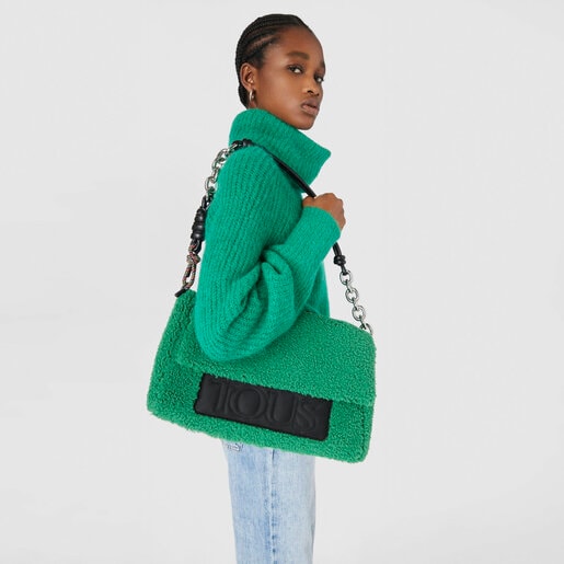 Large green TOUS Empire Fur Crossbody bag