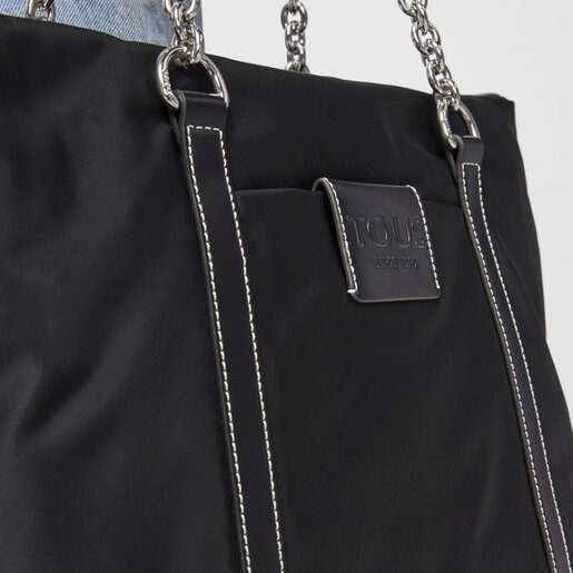 ブラックのラージトートバッグ Empire Soft Chain