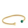 Gold-colored steel Bangle with malachite Icon Mesh