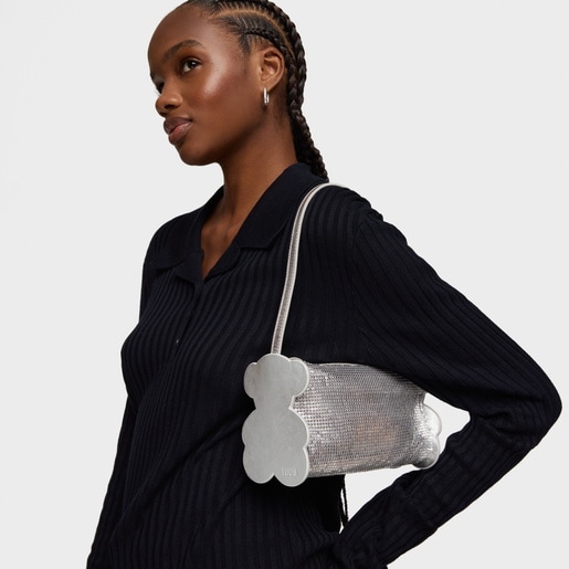 Sac à bandoulière argenté TOUS Salsi