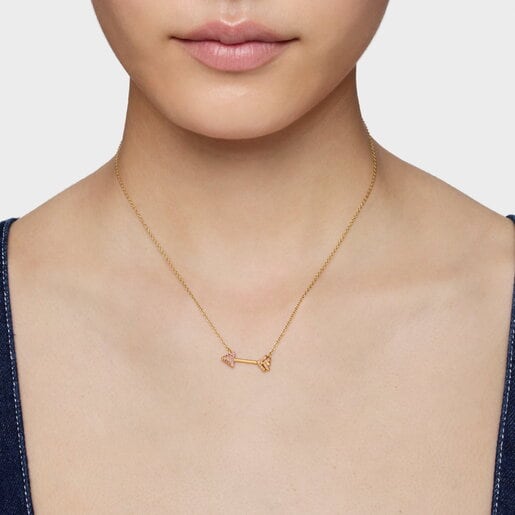 Necklace with 18kt gold plating over silver and rhodolites TOUS Flechazo