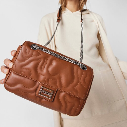 Small brown Kaos Dream Crossbody bag with a flap