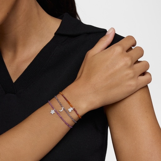 Pulsera elástica con iolitas y luna de plata TOUS Motivos