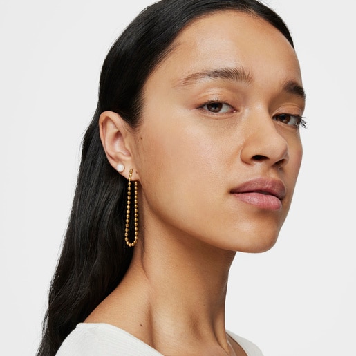 Silver Vermeil Gloss asymmetric Earrings with Pearl