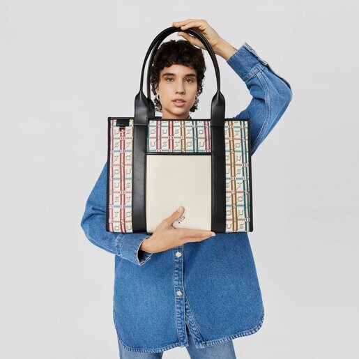 Shopping grande Amaya blanco y negro TOUS Crossroad