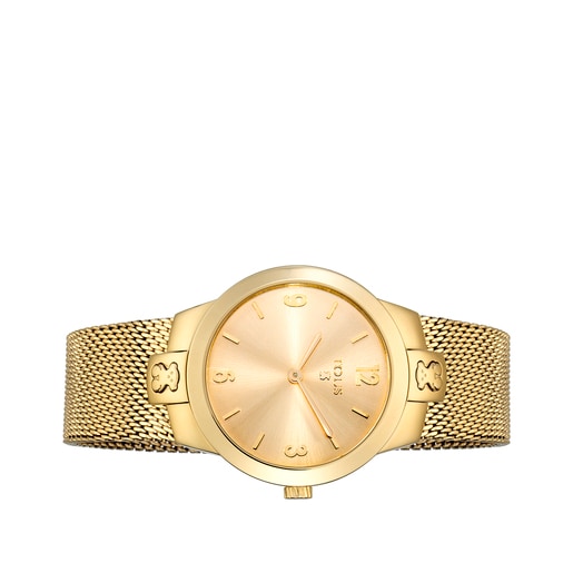 Gold IP Steel T-Mesh Watch