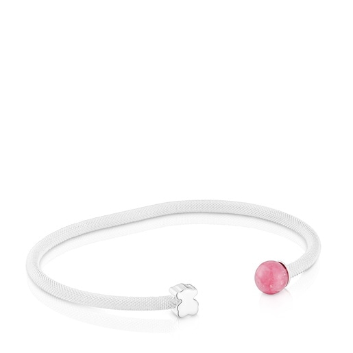 Pulsera esclava de plata y rodonita Icon Mesh