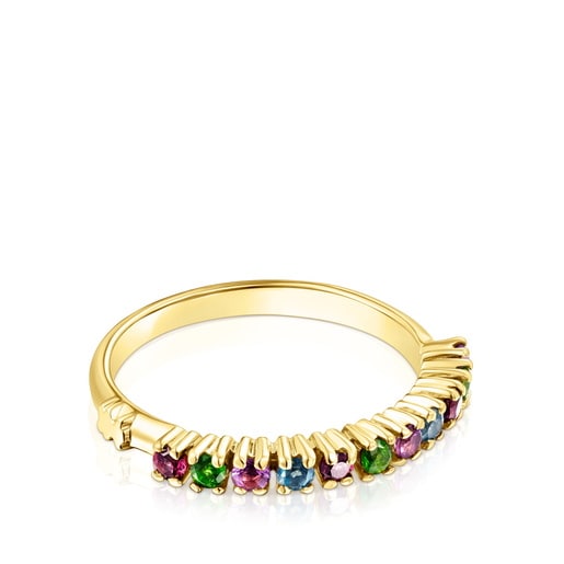 Silver vermeil TOUS Straight Half wedding ring with gemstones | TOUS