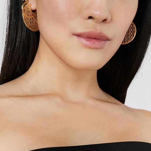 Pendientes con baño de oro 18 kt sobre plata Logo