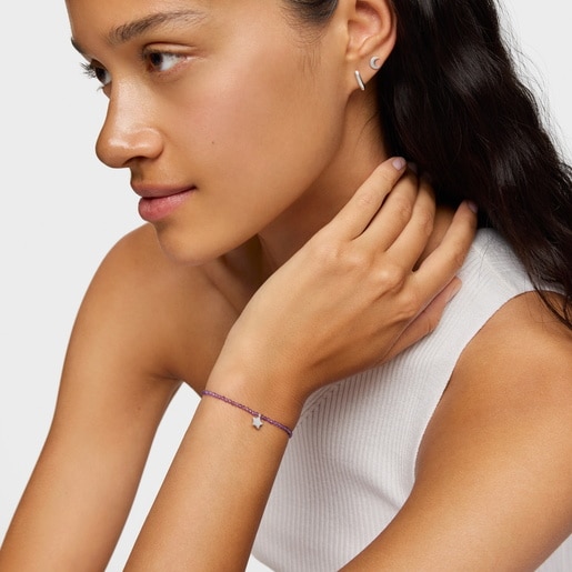 Elastic Bracelet with amethysts and silver star TOUS Motifs