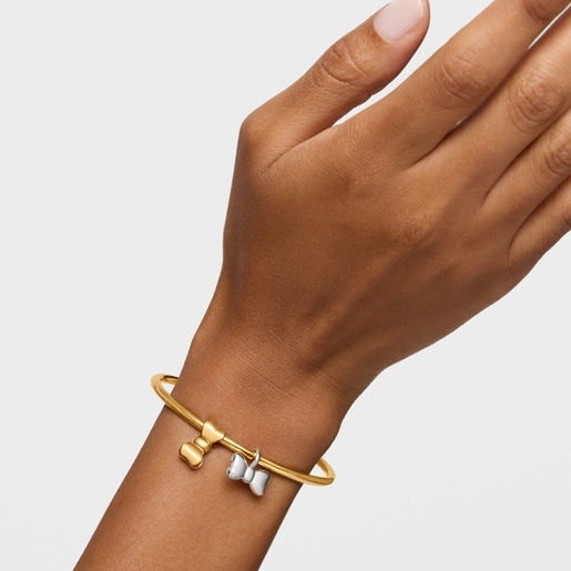 15 mm bow Pendant with 18kt gold plating over silver TOUS Ribbon