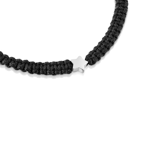 Pulsera estrella de plata y nylon negro TOUS Motivos