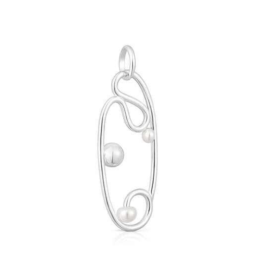 Silver Tsuri Pendant with cultured pearls