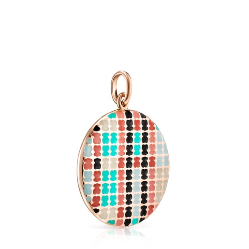 Tartan Pendant in Rose Silver Vermeil with Enamel