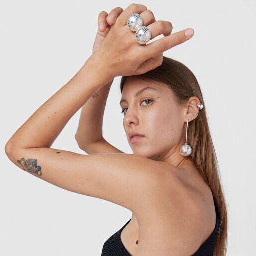 Aretes largos de plata Belinda X TOUS